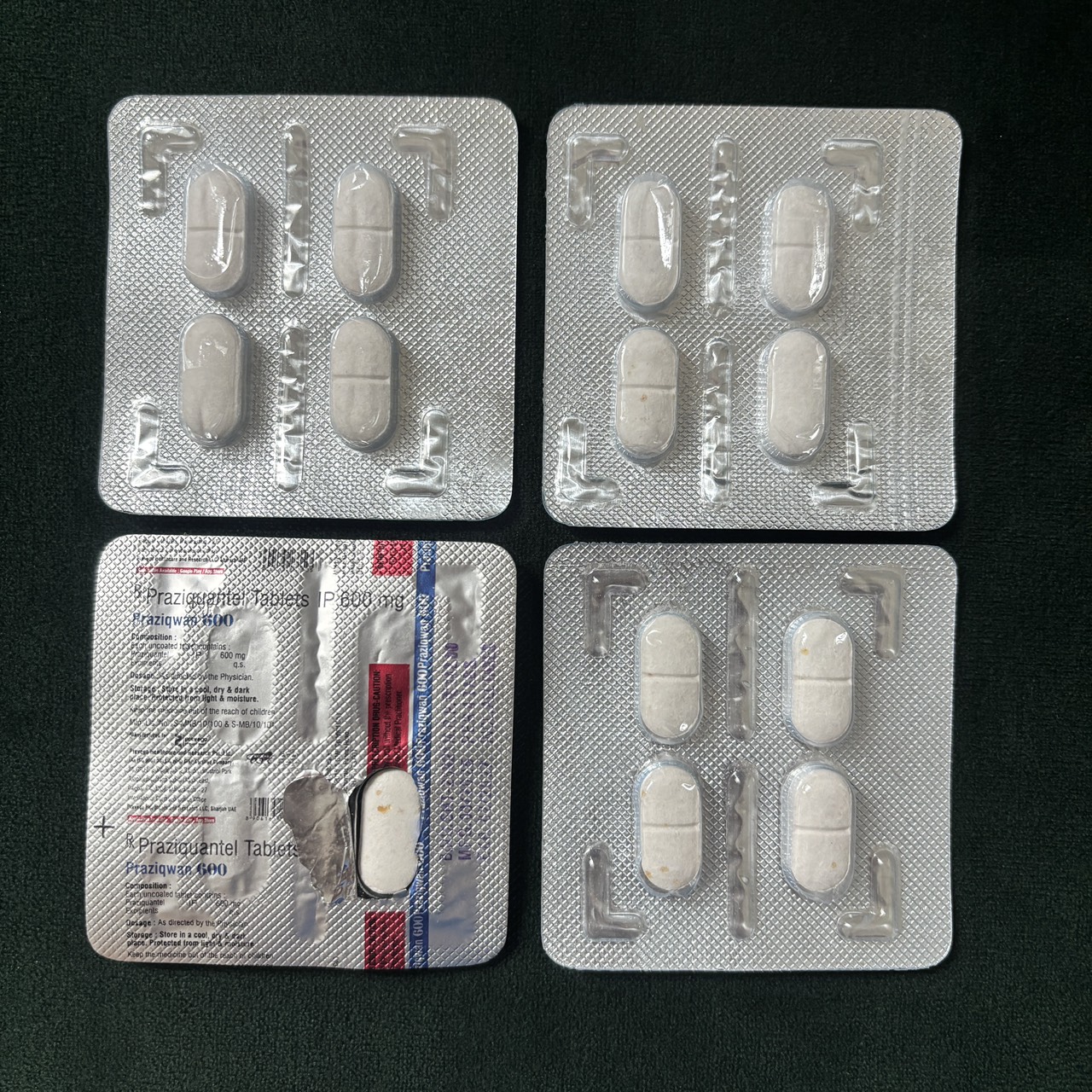 Free defect cards - Praziquantel 600 mg 4 Tablets (from India)